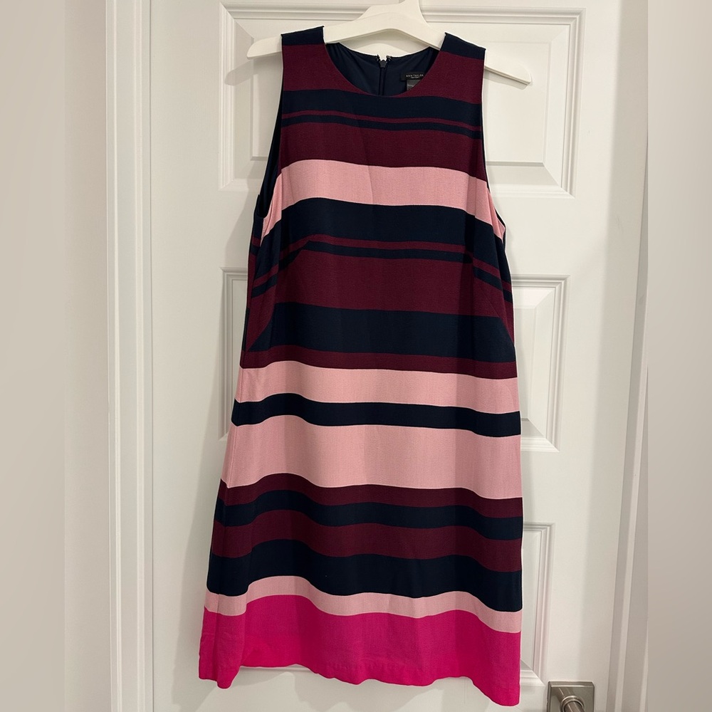 Ann Taylor Factory Pink and Navy Striped Dress